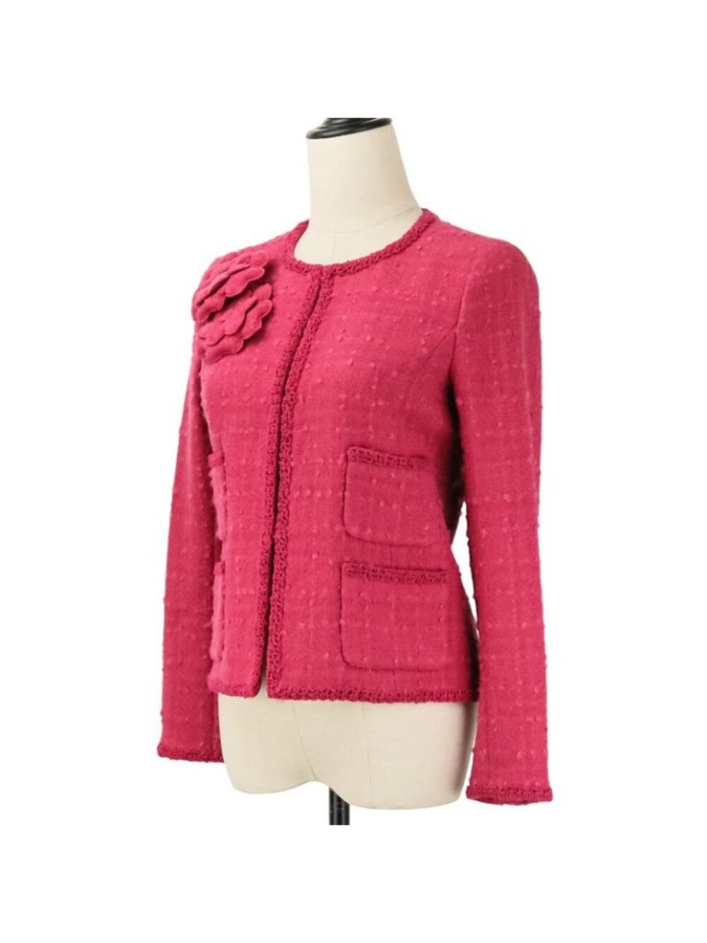 ★SOLD★ Chanel Camellia Cosage Tweed Jacket 34 Pink - Picture 2 of 15